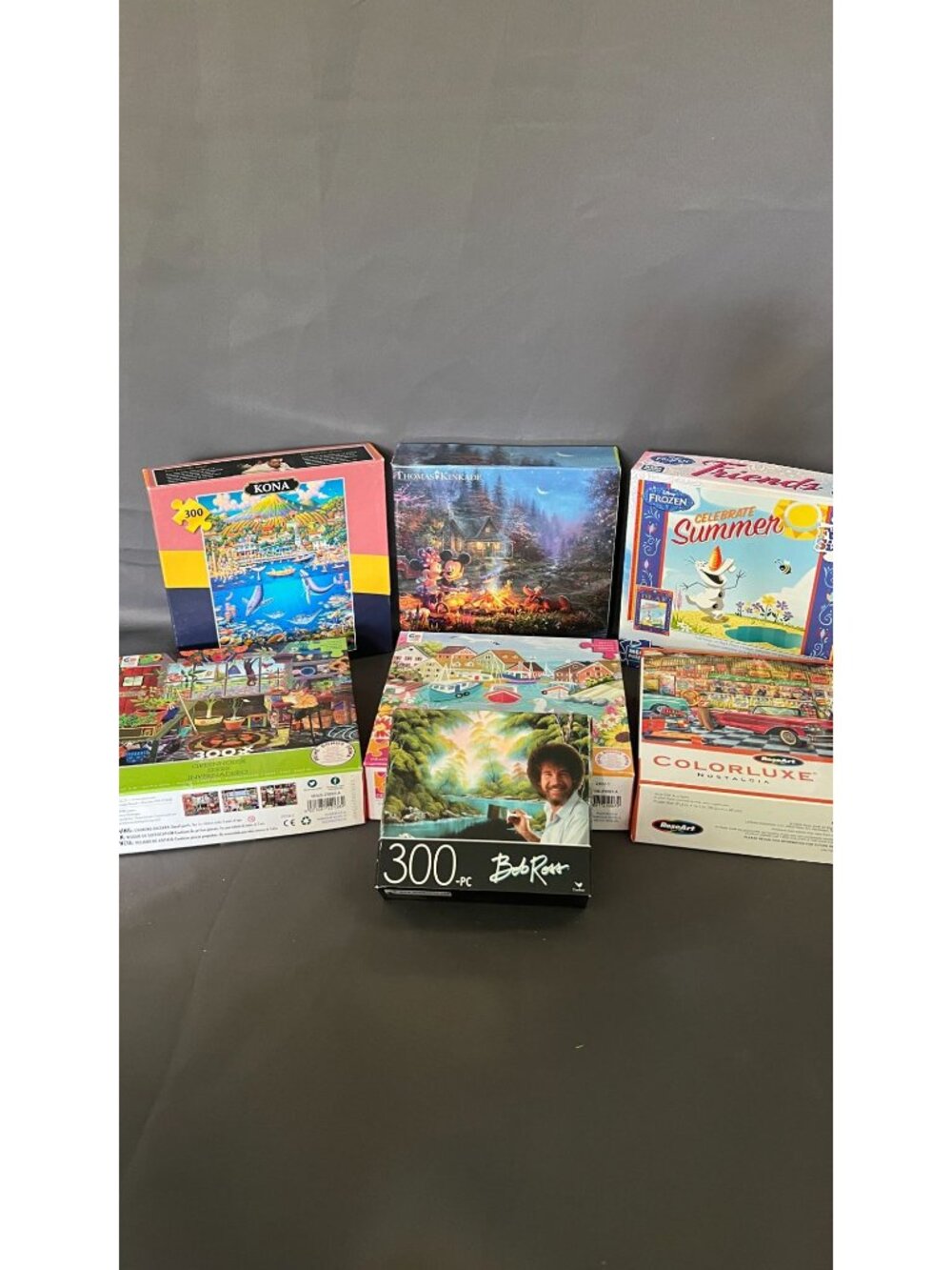 Six 300-Piece Puzzle Lot Mixed Themes Disney Bob Ross Ceaco